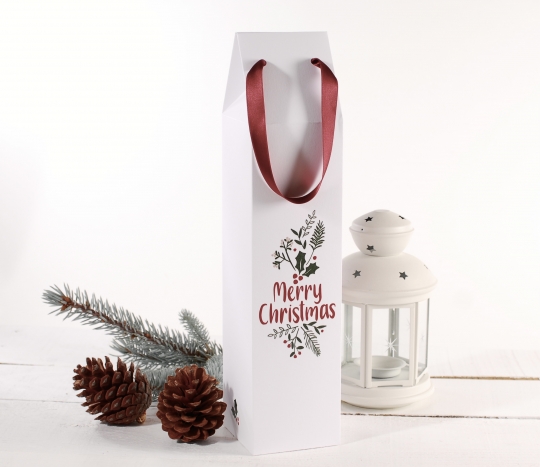 Weinkarton aus Karton mit Weihnachtsaufdruck