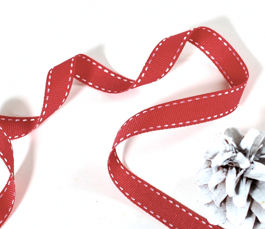 Red stitched ribbon