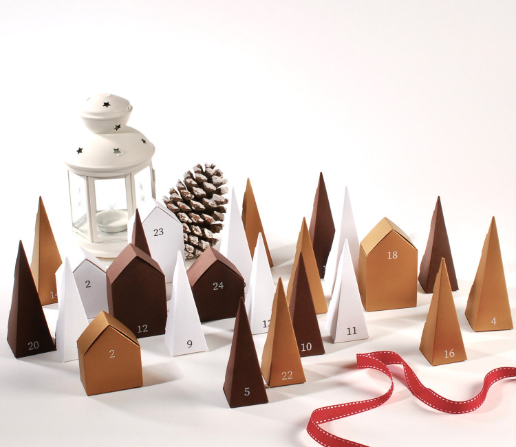 Calendrier de l’Avent maisons et sapins – DIY à remplir