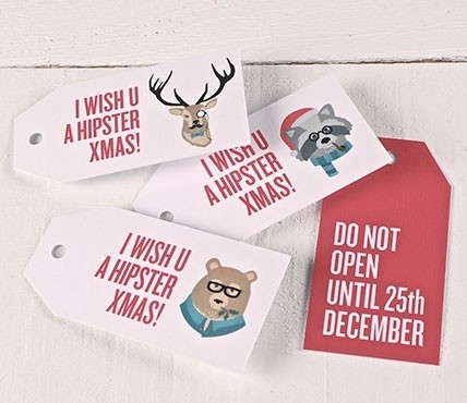 Printed gift tags Hipster Christmas