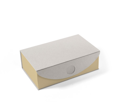 Rectangular box made of rigid ecological cardboard, assembled.