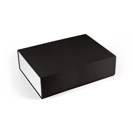 Self-assembling rectangular lined cardboard box