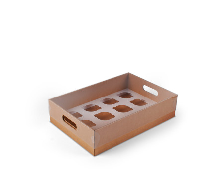 Cardboard Tray for Cupcakes, with Handle