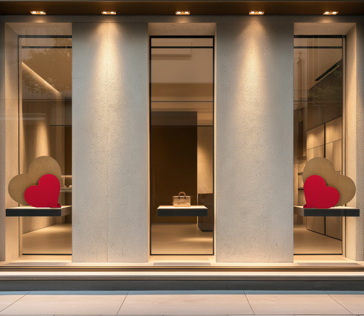 Corazones decorativos 3D para San Valentín | Escaparates retail