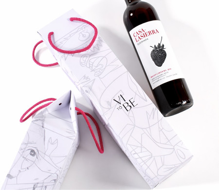Caja para botella de vino con asa | Bolsa de cartón