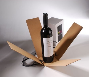 Gift box for wine bottles with a ribbon