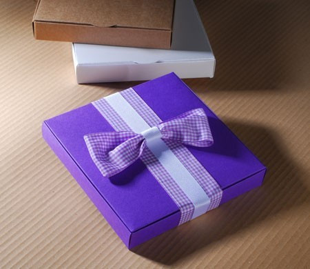 Caja Lila con Gran Lazo Vichy Caja Lila con Gran Lazo Vichy