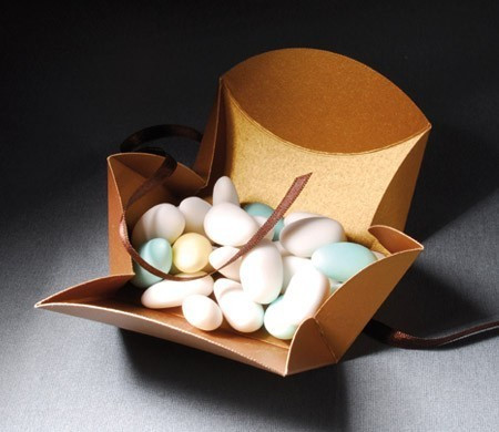 Golden triangular gift box