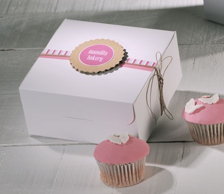 Boîte pour 4 Cupcakes avec Décoration Rose | Packaging pour Pâtisserie