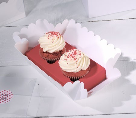 Caja para Dos Cupcakes Decorada con Botones