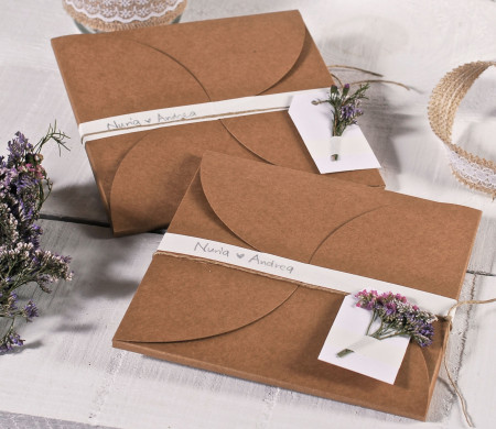 Box für Hochzeitseinladungen | Romantisches Kraft Packaging