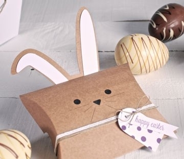 Cardboard box with bunny ears