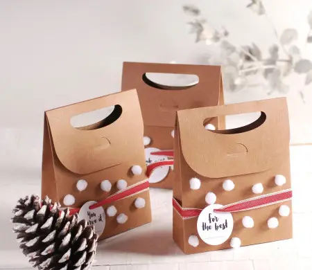 Christmas box with pompoms