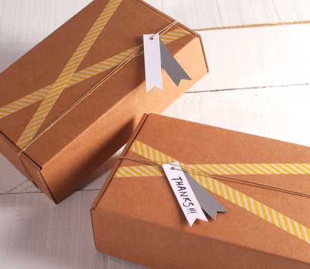 Scatola Kraft con Strisce Gialle, Include Gli Accessori! Scatola Kraft con Strisce Gialle, Include Gli Accessori!