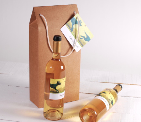 Scatola grande con manici per vino decorata