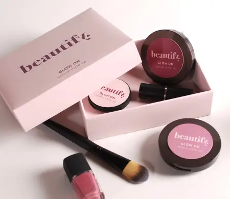 Pink container for cosmetics
