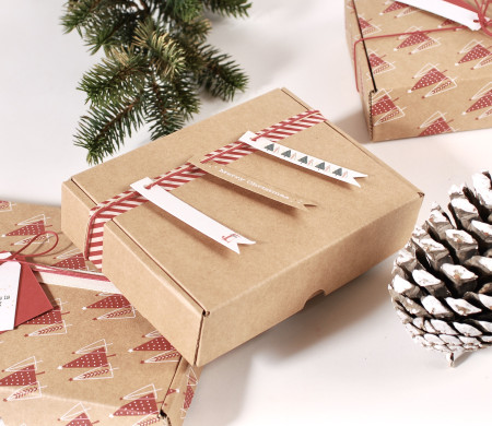 Cheap shipping box with Christmas decorations