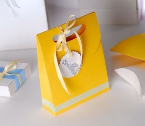 Little gift bag with ribbon for baby shower