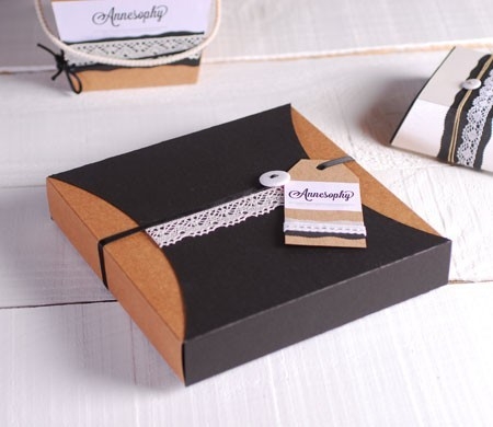 Gift box with lace edging and label