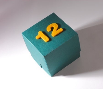 Box with felt numbers