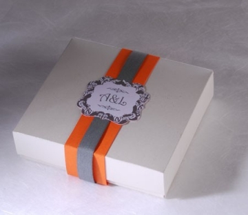 Orange square box for wedding favours