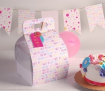 Cake box with hanger and lid