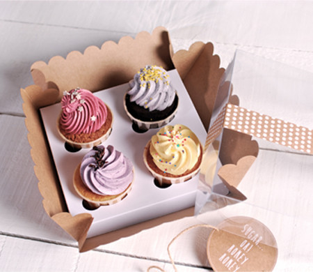 Caja para 4 Cupcakes Caja para 4 Cupcakes