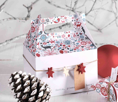 Printed Christmas Box with Handle | Holiday Packaging