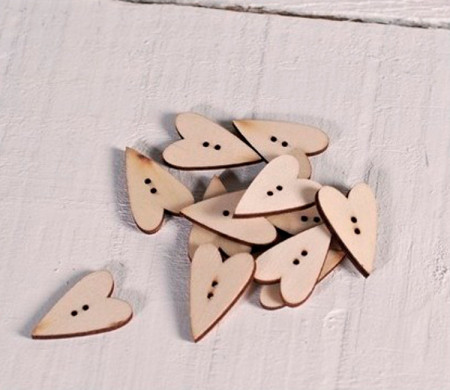 Bottoni cuore in legno