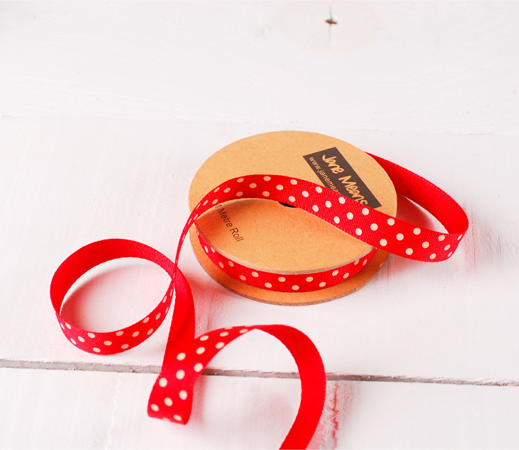 Ruban gros grain à pois blancs pour décoration cadeaux