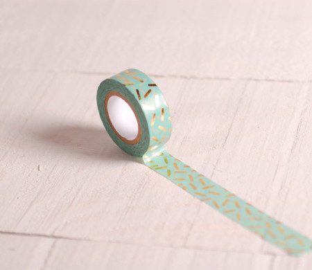 Washi tape menta confeti dorado