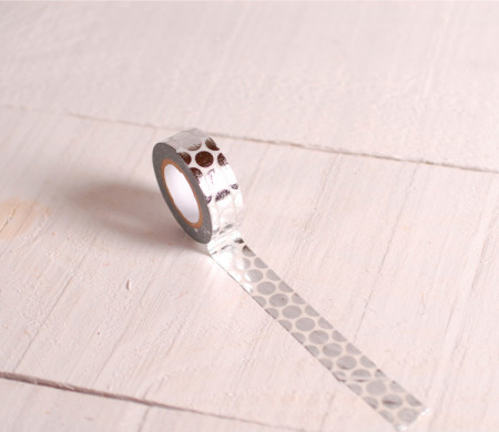Washi tape de lunares plata