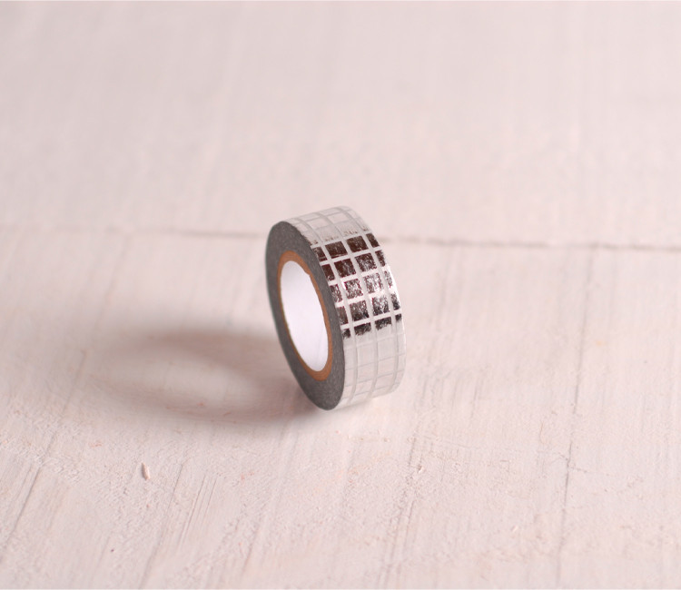 Washi tape à carreaux argentés