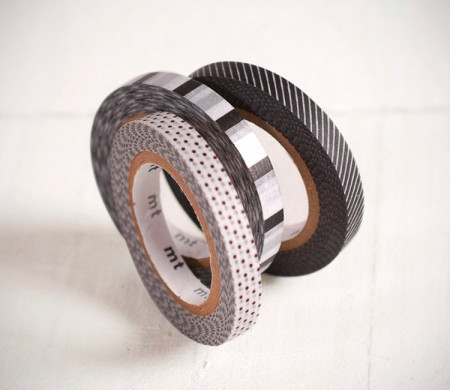 3 Washi Tapes Estampados en Blanco y Negro