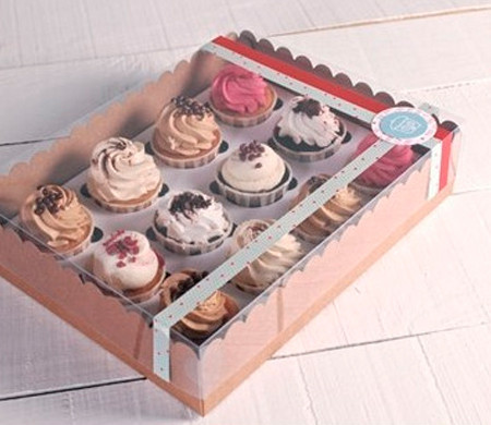 Box für 12 Cupcakes | Verpackung mit Sichtdeckel