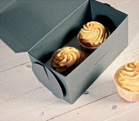 Boîte Grise pour Deux Cupcakes
