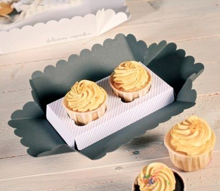 Cajita Gris para Dos Cupcakes Cajita Gris para Dos Cupcakes