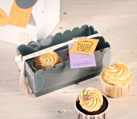 Boîte Grise pour Deux Cupcakes