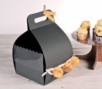 Cake box with hanger and lid