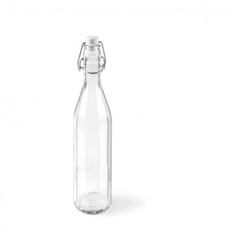 Botella de cristal para agua con tapón mecánico