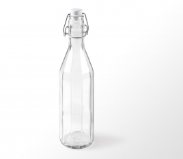 Bottiglia di vetro per acqua con tappo meccanico