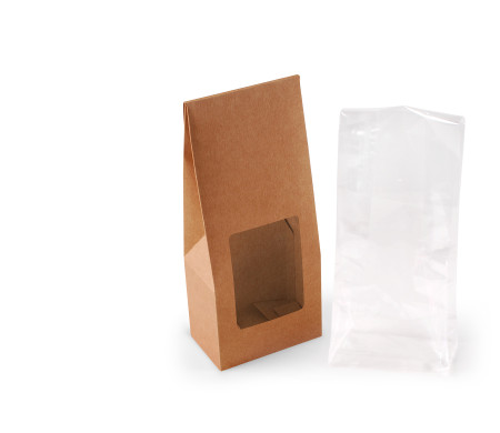 Caja con ventana para alimentación