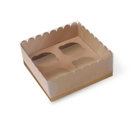 Caja para 4 cupackes de color kraft