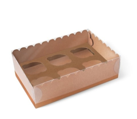 Caja para 6 cupackes de color kraft