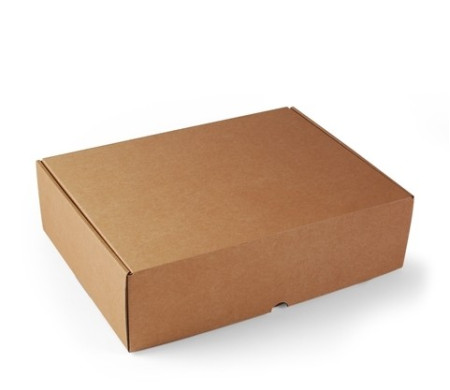 Caja rectangular automontable en cartón microcanal color kraft. La caja perfecta para tus envíos postales