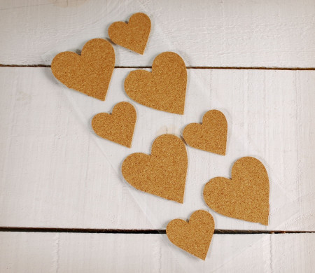 Adhesive cork hearts