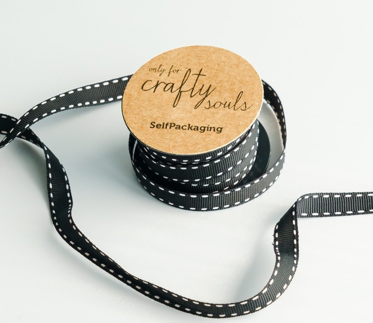 Nastro Grosgrain Nero a Pois | SelfPackaging