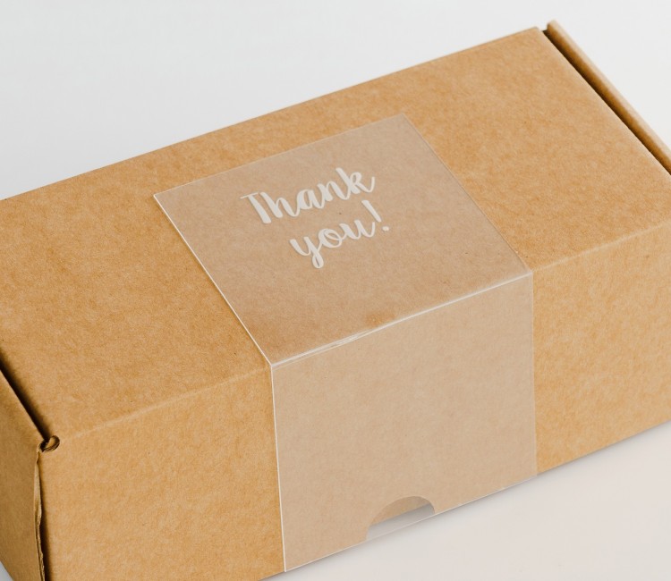 Etichetta trasparente “Thank you” per spedizioni Etichetta trasparente “Thank you” per spedizioni