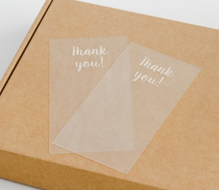 Étiquette transparente "Thank you" pour les colis