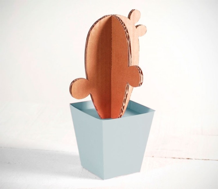 Cardboard Cactus, with Colourful Plant Pots!
